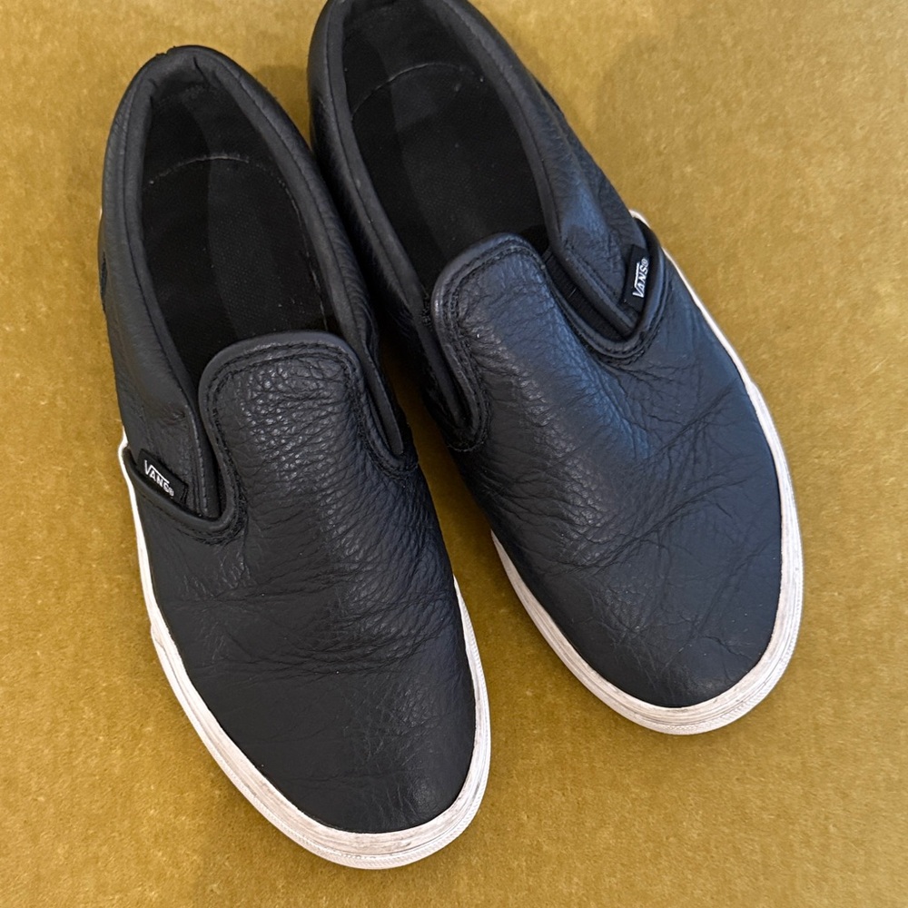 Vans Textured Black Slip-On Loafers